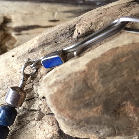 Native American Navajo Denim Lapis & Sterling Bead Necklace Vintage by Platero - Picture 15 of 16